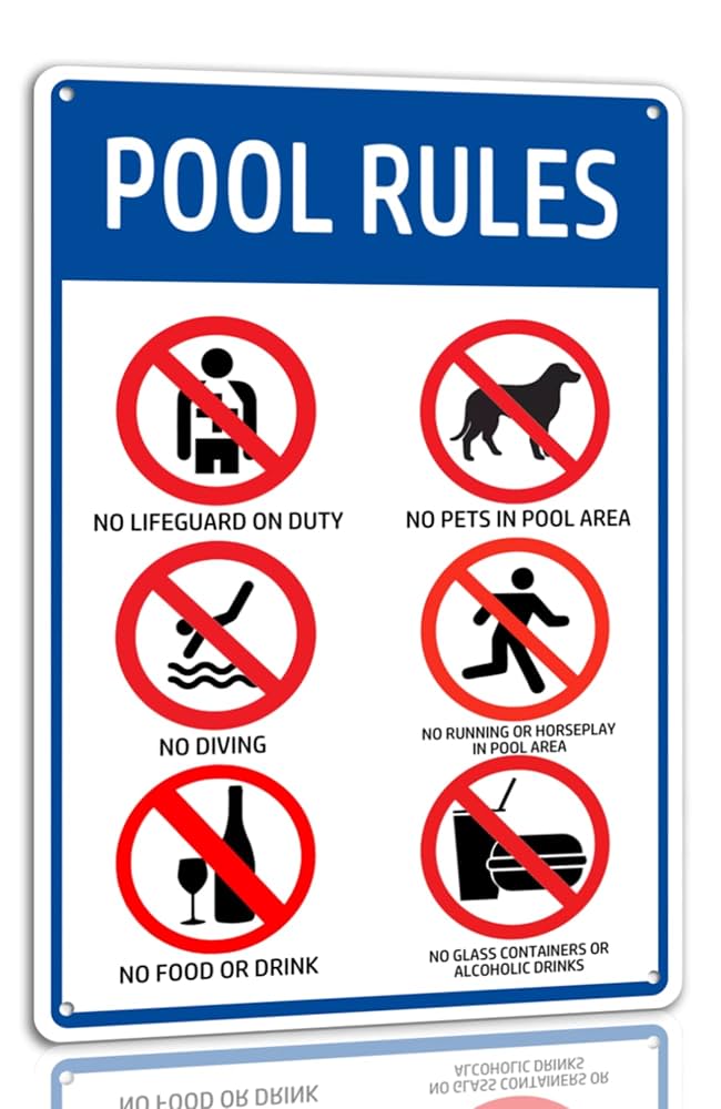 Amazon.com : Pool Rules Metal Tin Sign Funny Swimming Pool